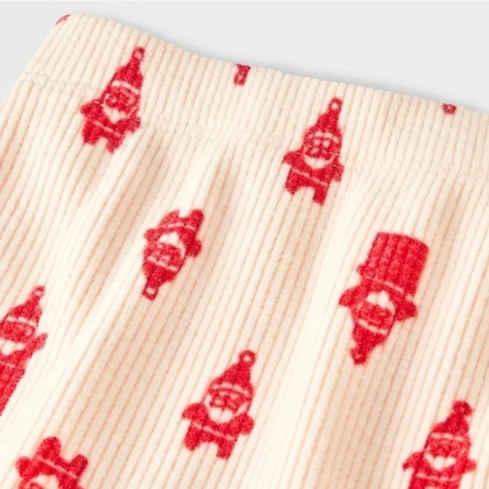 Baby Cat and Jack Pajamas Set Long Sleeve‎ Pants Santa Print Cream Red Size 12M